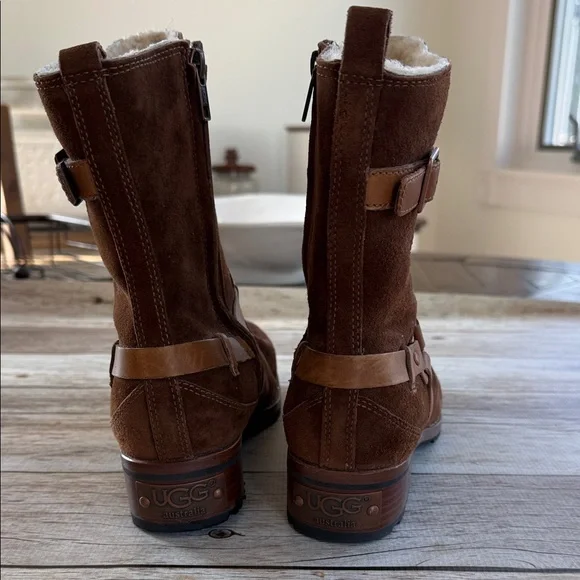 UGG Women’s Chestnut Suede Winter Boots with Shearling - Picture 4 of 5